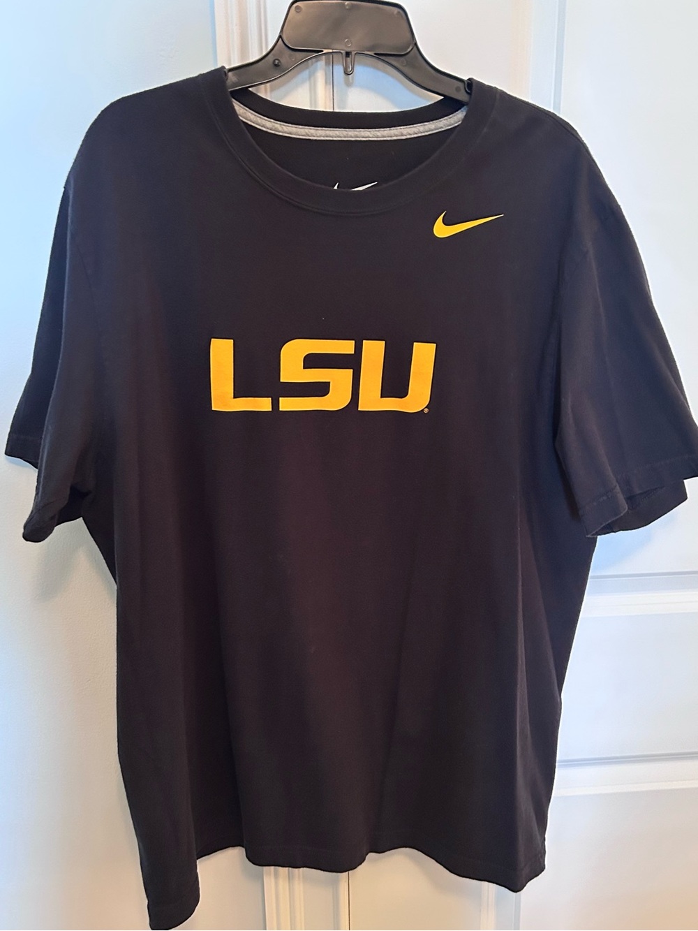 Nike Black Men's Tee with Gold LSU Logo